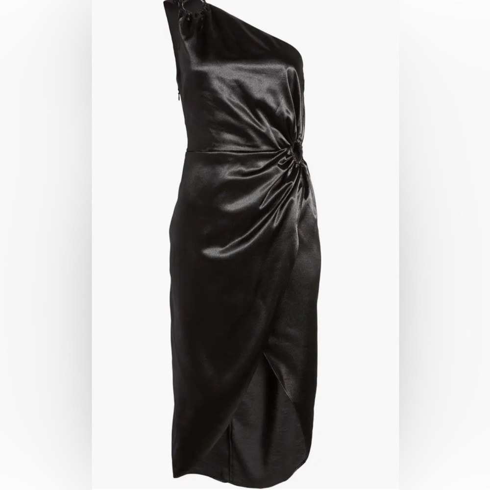 French Connection Satin One Shoulder cocktail Dress with Cutouts